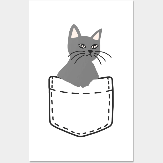 Cat In A Pocket Grey Wall Art by panco